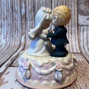 Secret Treasures Pastel Bride and Groom Figurine in White, Navy & Blonde